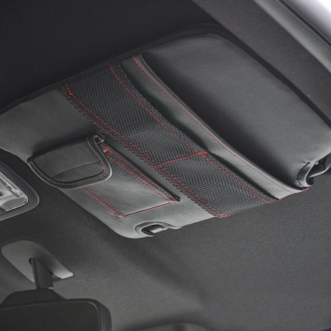 超美品☆NBOX NBOXカスタム JF3 JF4　純正サンバイザー＆サンバイザーカバー左右セット ブラック×レッドステッチ　ポケット有　| 送料込