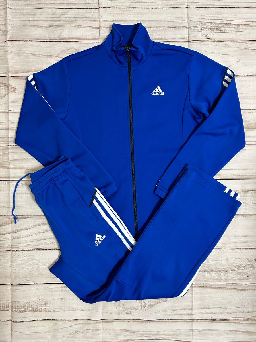 adidas トラックジャケット　セットアップ　トラックジャージ　上下　青　S ジャージ上下　 上下セット スポーツ　ブルー