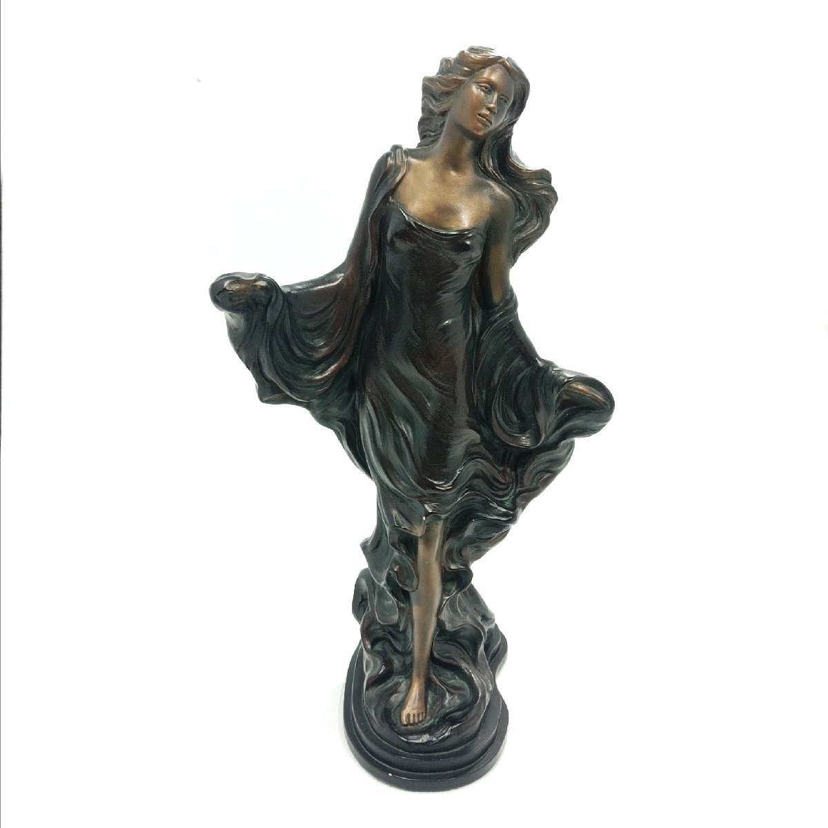 ブロンズ風 女性像 陶器製 置物 オースティンプロダクション作品の模倣品 高さ約40㎝ 幅約22㎝ オブジェ メキシコ製【道楽札幌】