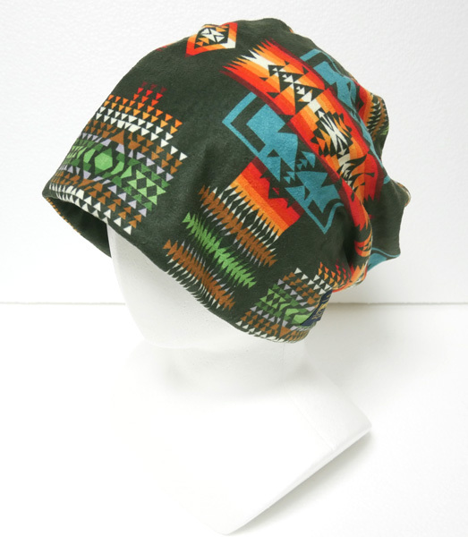 新品 送料無料 ペンドルトン ニット帽 穴あきニットキャップ 帽子 ダークグリーン 緑系 ネイティブ柄 PENDLETON