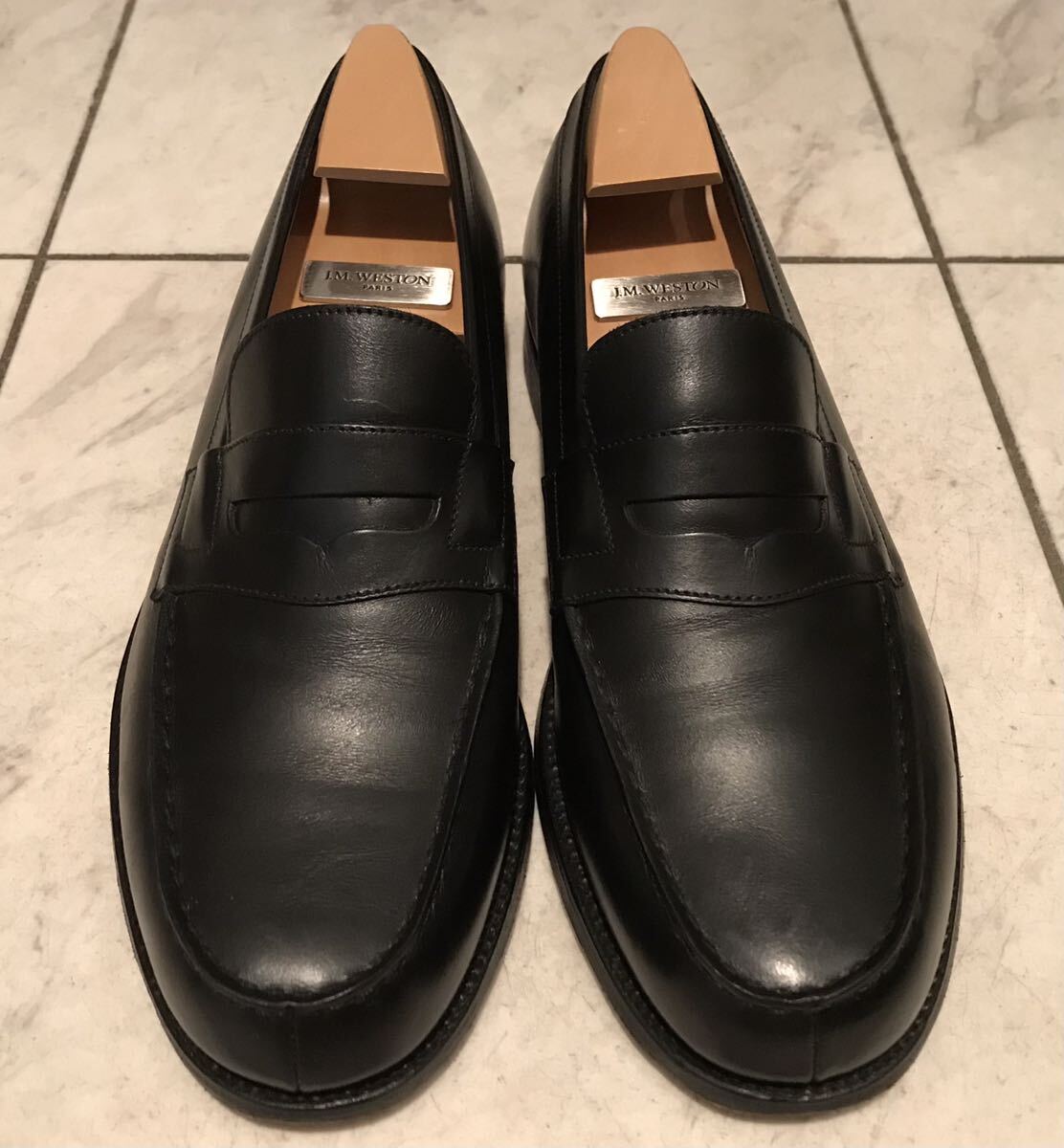 「J.M.WESTON J.M.ウエストン 180シグネチャーローファー」 ネイビー 6C 純正シューツリー・純正BOX フランス・メイド