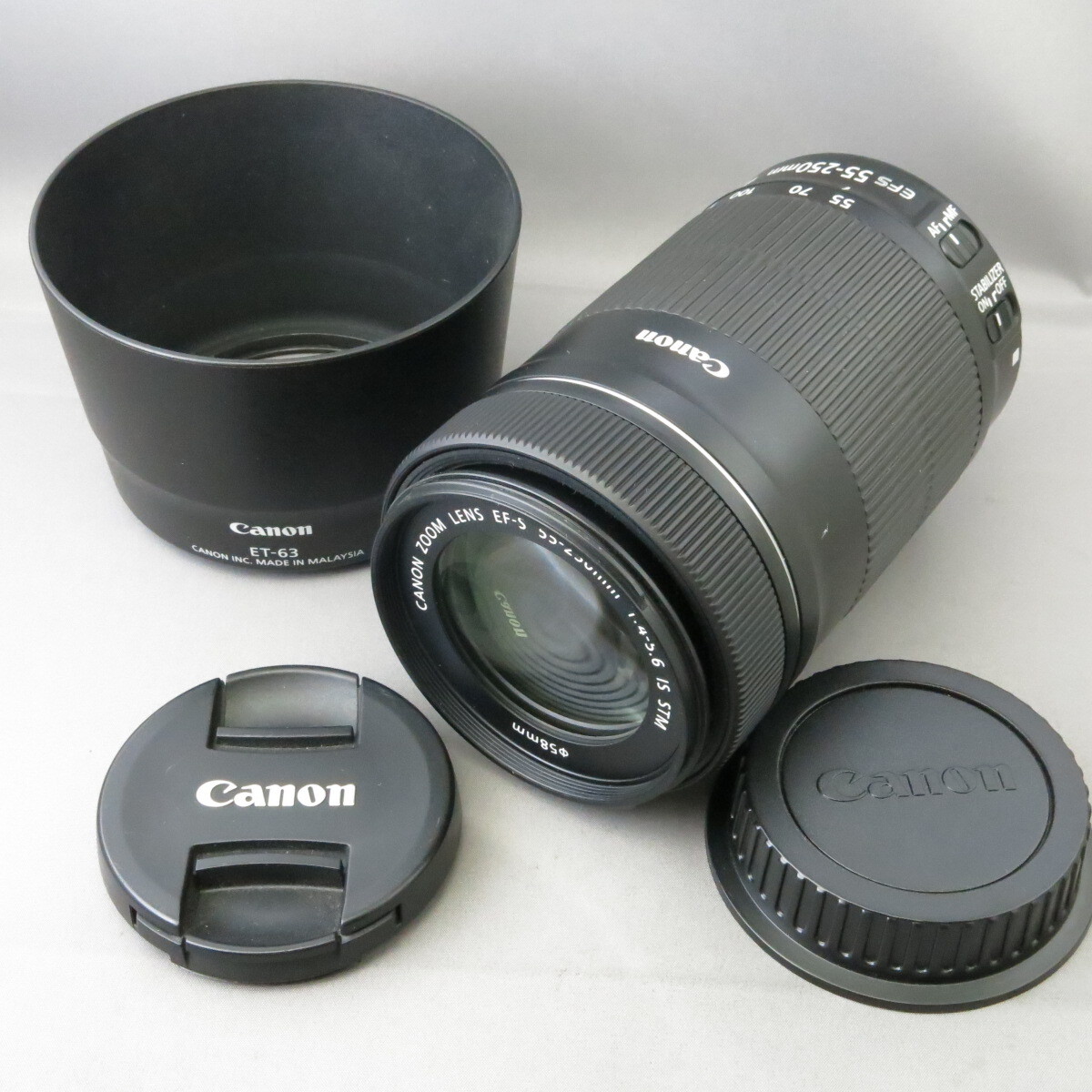【美品】Canonキャノン　キヤノン　EF-S55-250mmF4-5.6IS STM　キヤノンＥＦマウントAPS-Cサイズセンサー用★NO.8689