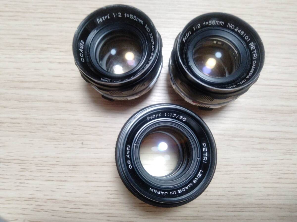 A777★中古品 ペトリ Petri AUTO 55mm ，F2.8 55mm F1.7 3個セットレンズ★