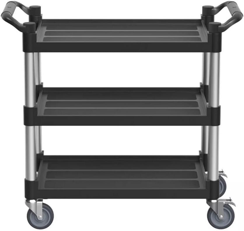 PH-2013 サービスワゴン ツールカート キッチンワゴン 3段 ブラック キャスター付き 耐荷重 プラスチック 樹脂 工具収納 運搬台車 ガレージ