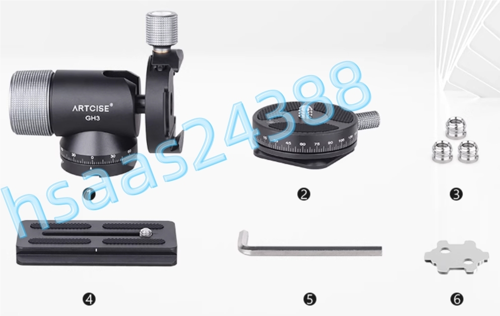 ARTCISE GH3 一脚ジンバルボールヘッド雲台 CNC精密加工 アルミ 三脚マウント雲台 アルカスイス規格360°パノラマパン付き 