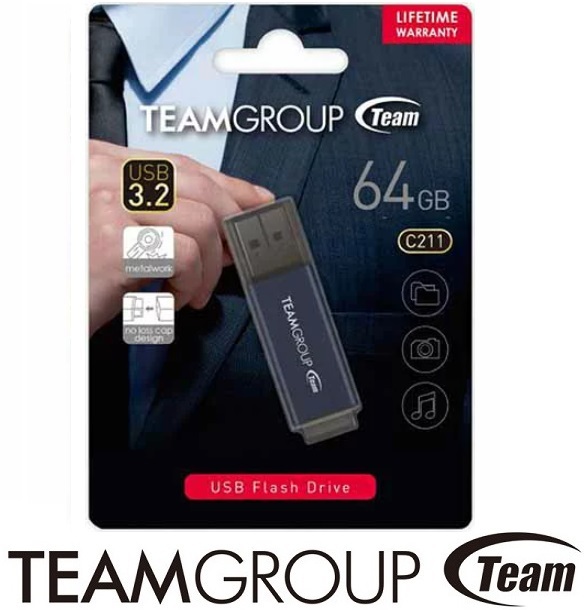 64GB チーム USBメモリ 64GB USB 3.2 Gen1高速伝送 保存 耐久性 金属加工 キャップ型USBメモリ TC211364GL01 TEAMジャパン FLASH DRIVE