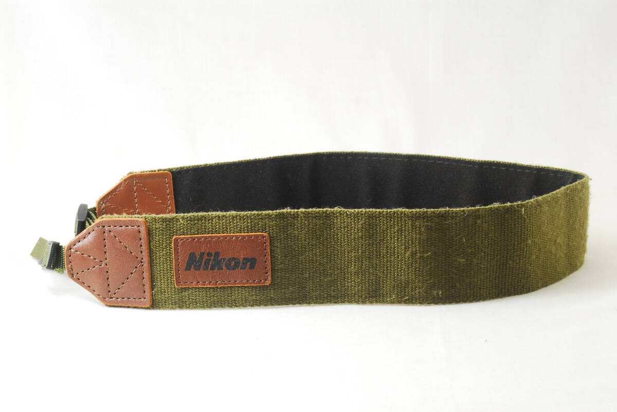 ☆ニコン Nikon カメラ ストラップ オリーブ OD色 深緑 カーキ×茶色 ビンテージ フィルムカメラ ショルダー ネック Camera Strap☆