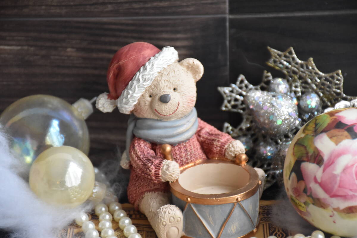 HA2-2*条件付き送料無料も有！*ビンテージ*ベア*オブジェ*ドラム*クリスマス*くま*小物*置物*Xmas*ツリー*テディベア*北欧*ハルモニア