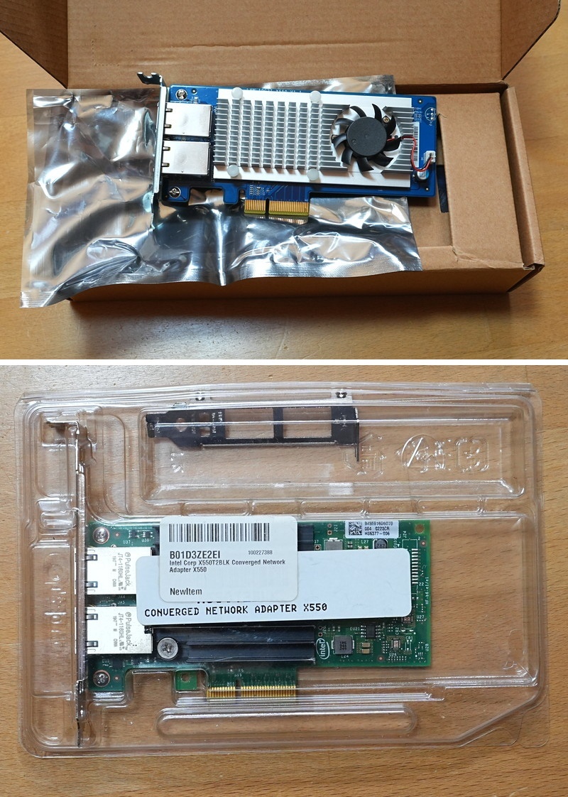 QNAP LAN-10G2T-X550 ＆ Intel純正品X550-T2 増設PCI-E拡張カード (Intel X550-T2 10Gb LAN)