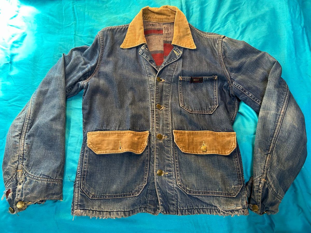 ヴィンテージ50's BIG SMITH デニム ブランケットライナー付カバーオール　ボロ