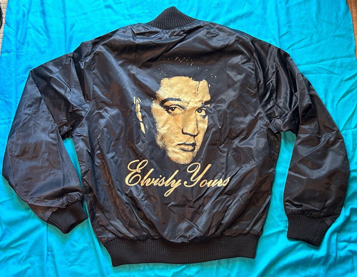 MADE IN ENGLANDヴィンテージ80'sイギリス製 「ELVISLY YOURS」ELVIS PRESLEYナイロンジャケット 50'sロカビリー　オマケ付即決送料無料！