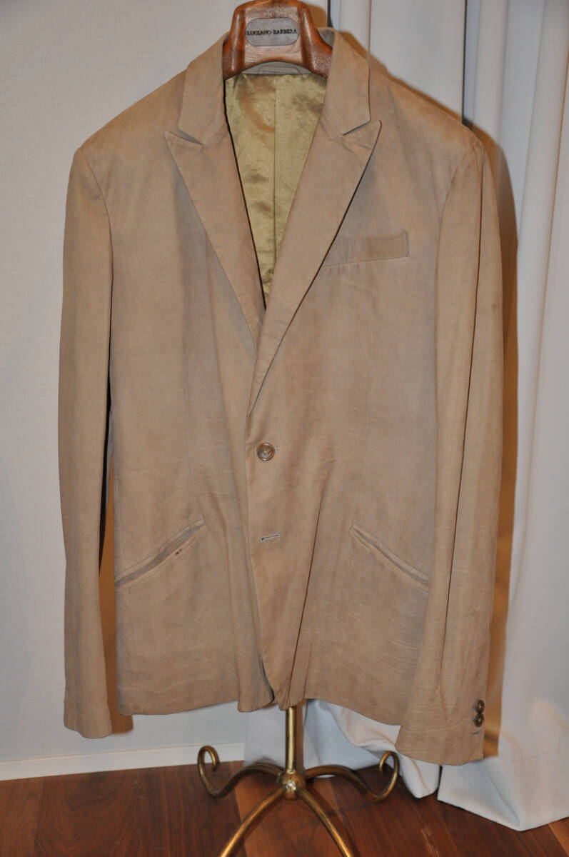 約90％off 美品 保管品 BOTTEGA VENETA ボッテガヴェネタ カーフヌバック レザージャケット 48 グレージュ トーマスマイヤー