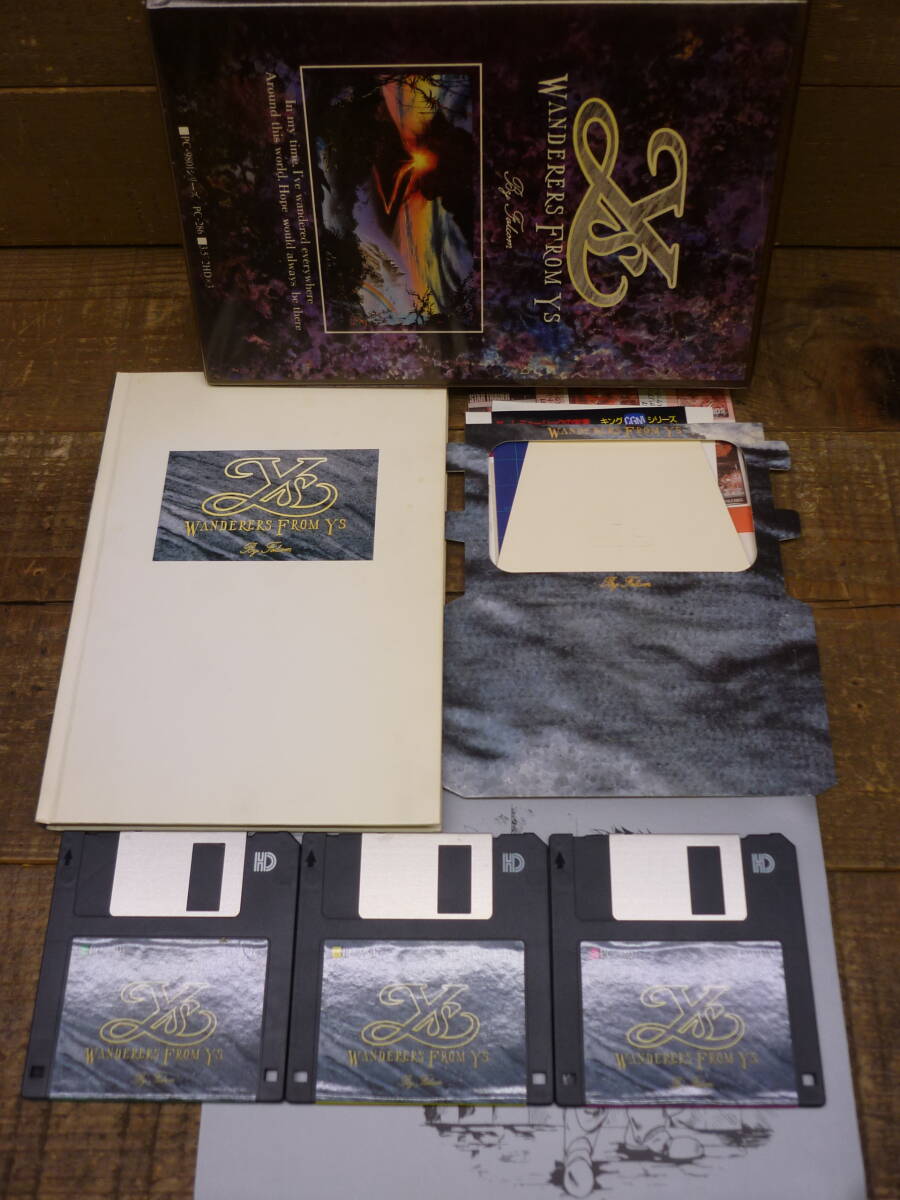 ジャンク PC-9801 起動未確認 イースⅢ ワンダラーズ フロム イース 3.5インチソフト 2HD×3枚 日本ファルコム 箱/説明書有 1989年 E15294