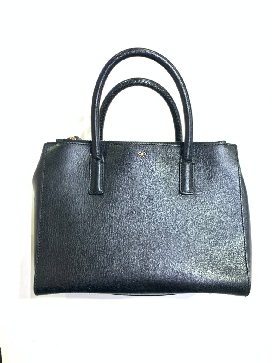 ANYA　HINDMARCH 　アニヤハインドマーチ　レザー2WAYバッグ　ハンドバッグ　ショルダーバッグ　トートバッグ　ブラック