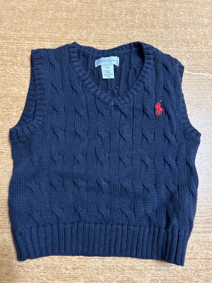 ラルフローレン　定番　紺の綿ベスト　80