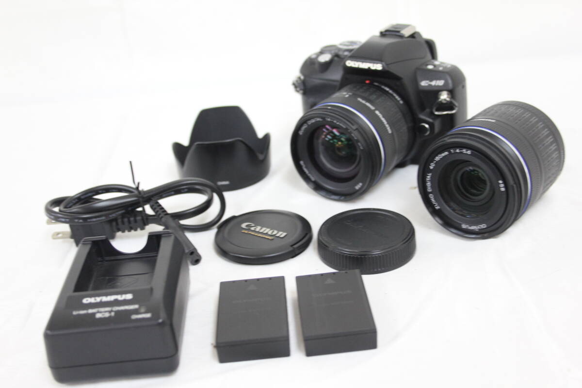【返品保証】 オリンパス Olympus E-410 14-42mm F3.5-5.6 40-150mm F4-5.6 バッテリー チャージャー フード付き ミラーレス一眼 v8541