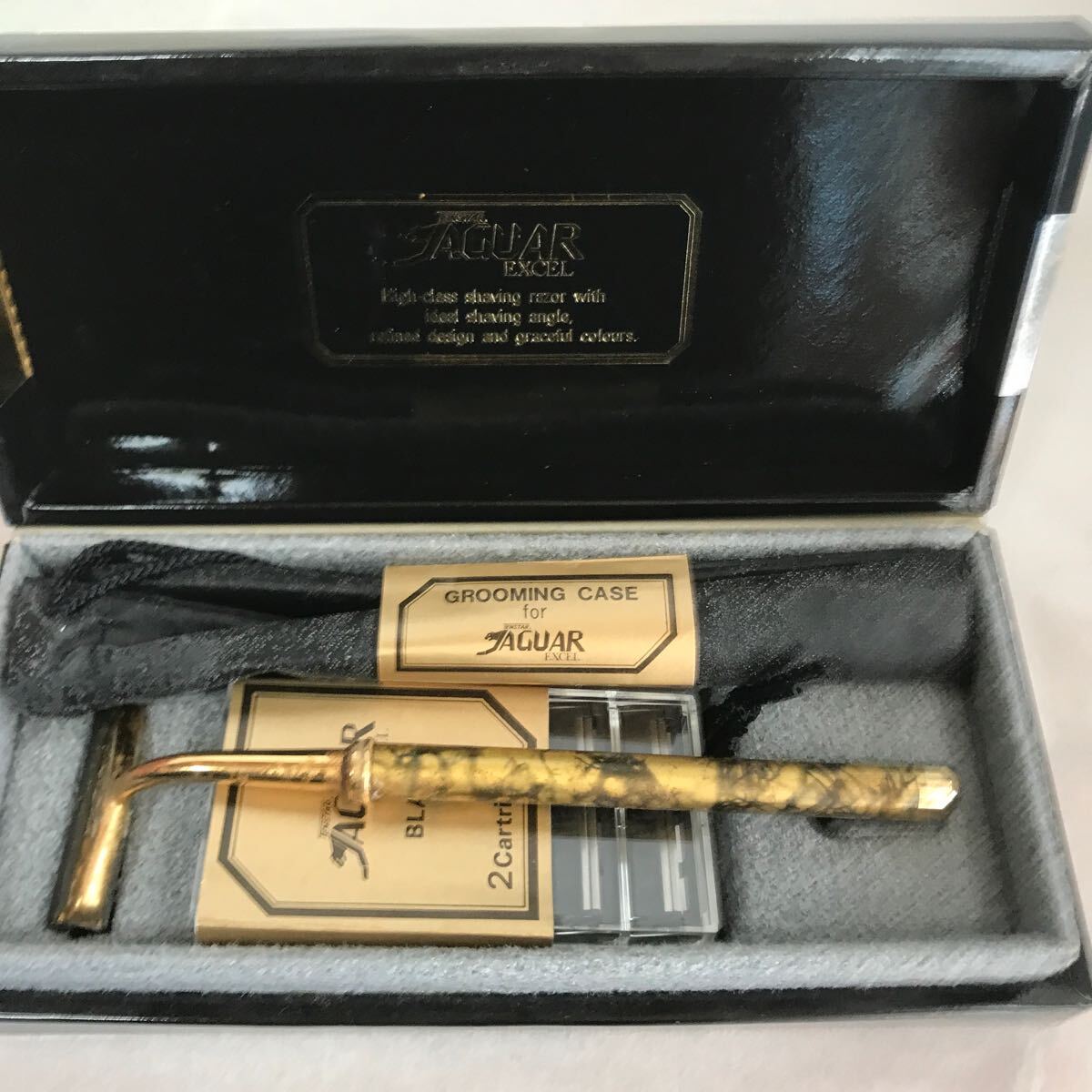ジャンク　TENSTAR jaguar EXCEL ジャガー　高級剃刀　カミソリ　箱付き　ケース付き　シェービング　【KM3-102910】