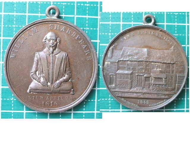 シェイクスピア記念メダル　1842年製　珍しい肖像