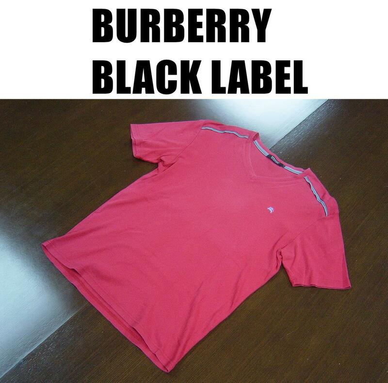 バーバリーブラックレーベルVネック半袖Ｔシャツ/BURBERRY BLACK LABEL/サイズ２/三陽商会/日本製