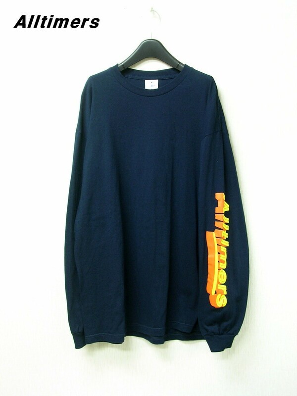 X-LARGE【Alltimers LONGSLEEVE Tee Navy オールタイマーズ 袖ロゴ 長袖Tシャツ ロングスリーブTシャツ L/S Tシャツ ネイビー XL】