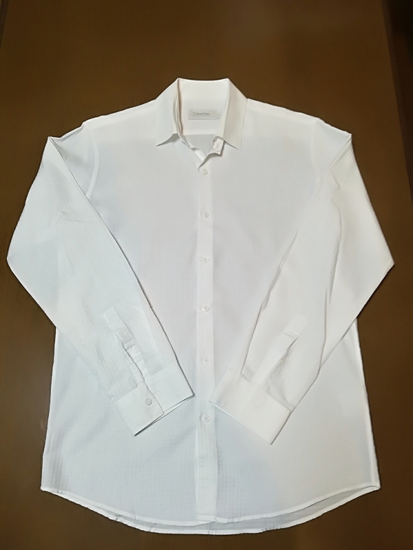 【中古美品】正規品 カルバン・クライン 長袖シャツ白色 Sサイズ