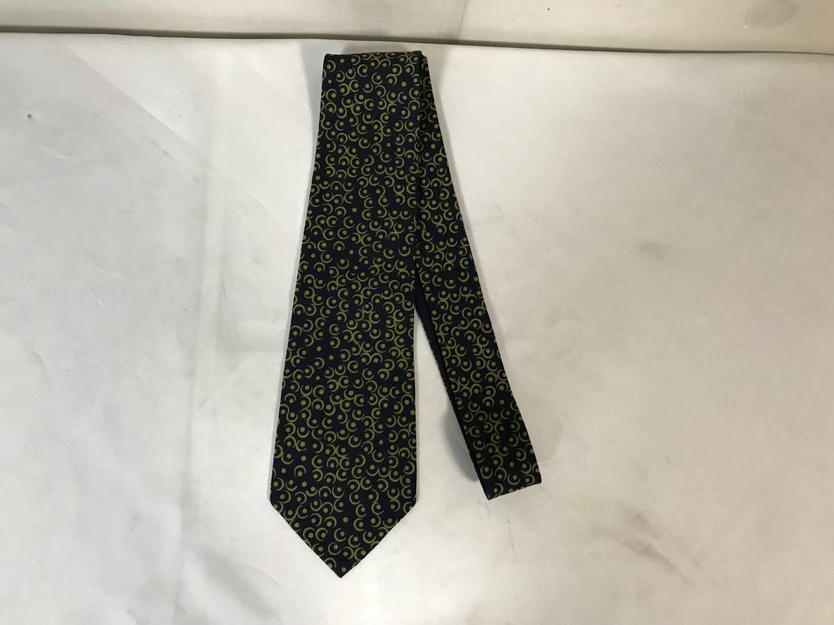 美品本物ミラショーンmilaschonウールネクタイビジネススーツ紺ネイビー柄メンズ結婚式パーティードレス