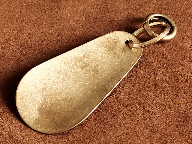 真鍮 丸型カラビナ付き 真鍮製 シューホーンキーホルダー（ワイド）ゴールド ブラス ビジネス キーリング 靴ベラ クツベラ くつべら