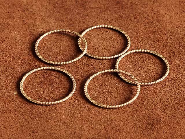 5個セット 真鍮リング（直径17mm）ゴールド ねじり 丸カン 丸環 輪っか ブラス パーツ カスタムパーツ キーホルダー レザークラフト