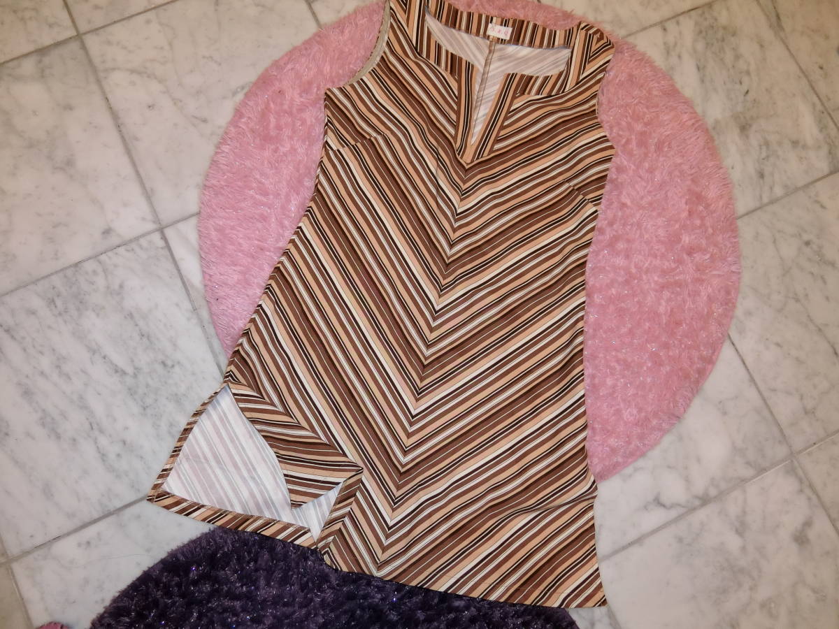 S.R.Q　ストライプ　チュニック　茶色ストライプ　Mサイズ