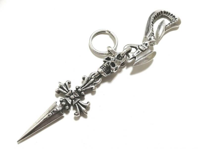 ☆定価￥187,000 本物 正規品 トラヴィスワーカー Hook - Skull Link w/ Cross Dagger Key Chain キーフック キーチェーン シルバー925☆