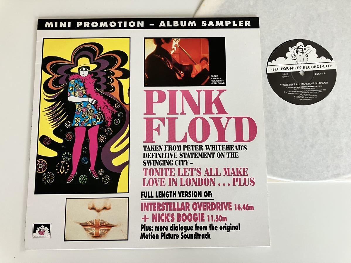 【91年仏盤/美品】Pink Floyd/ Tonite Let's All Make Love～ALBUM SAMPLER/ Interstellar Overdrive+Nick's Boogie LP SEE FOR MILES SEA4