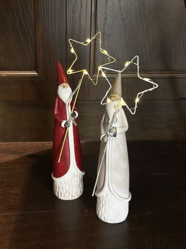 クリスマス Xmas オブジェ サンタ サンタクロース LED ライト グレー 卓上 置物 おしゃれ かわいい 飾り インテリア クリスマス雑貨