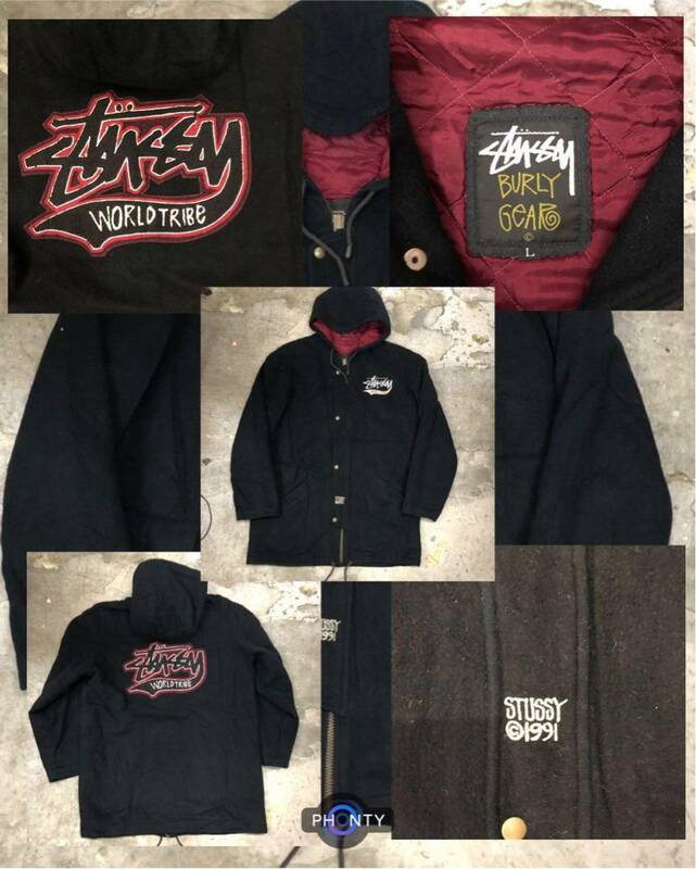 90‘’s stussy Vintage wool zip-up hoodie L