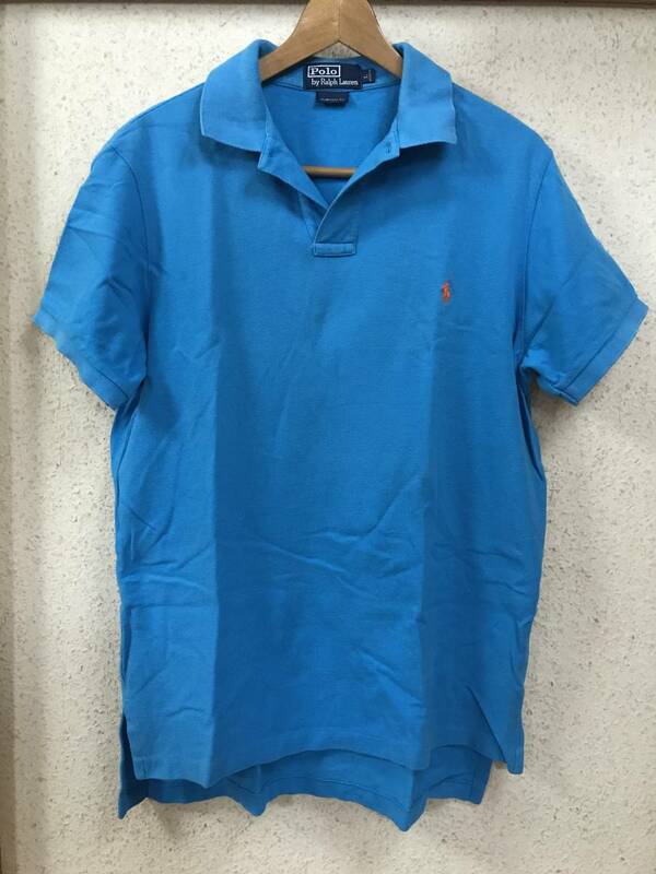 ★★USED ユーズド ラルフローレン 半袖ポロシャツ サイズＬカスタムフィット Ralph Lauren CUSTOM FIT 水色 スカイブルー★★