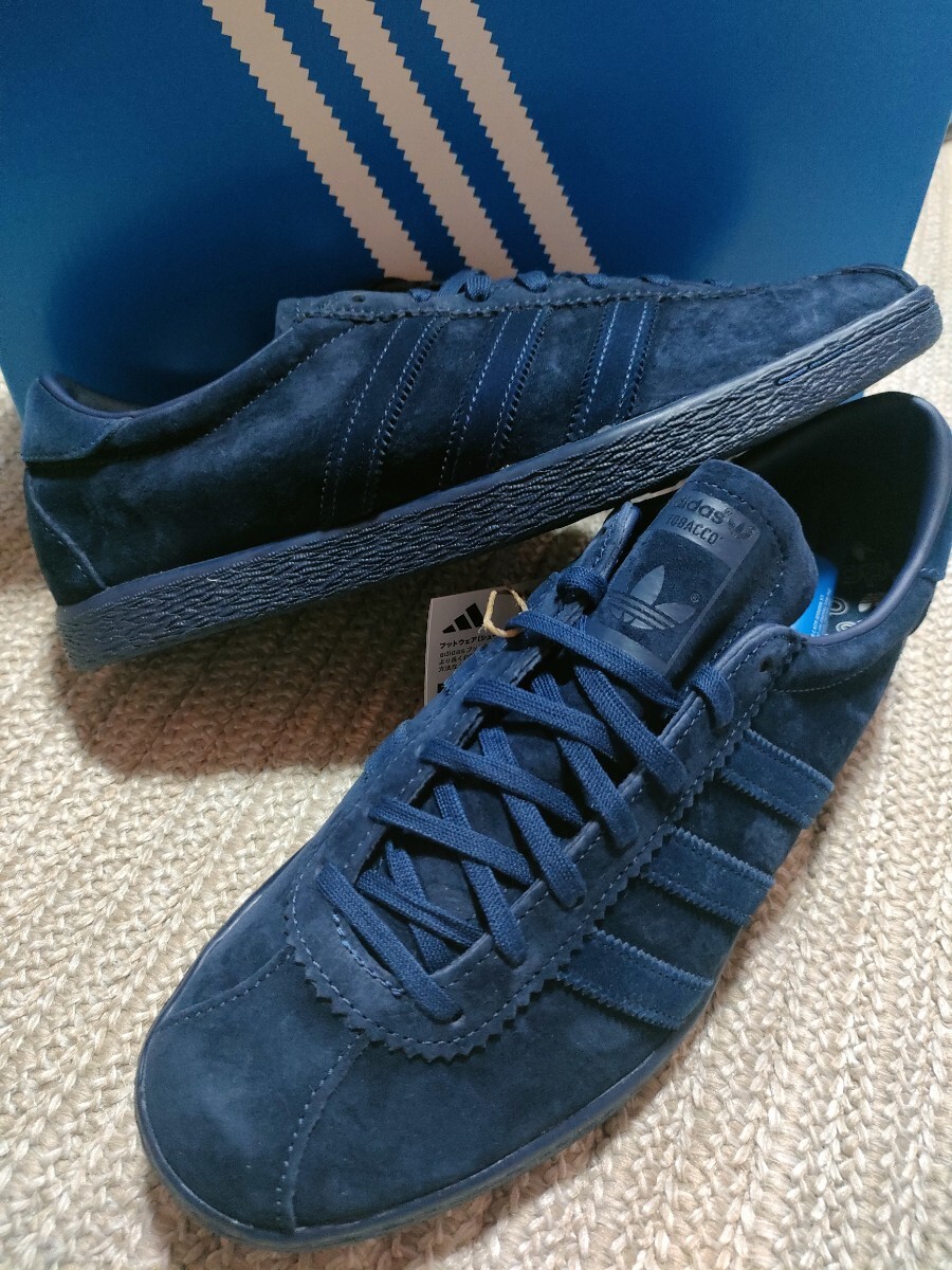 新品 adidas TABACCO タバコ 27cm US9 天然皮革 スエード ネイビー 紺 アディダス オリジナルス 3本ライン 復刻 ビンテージ 2024年製