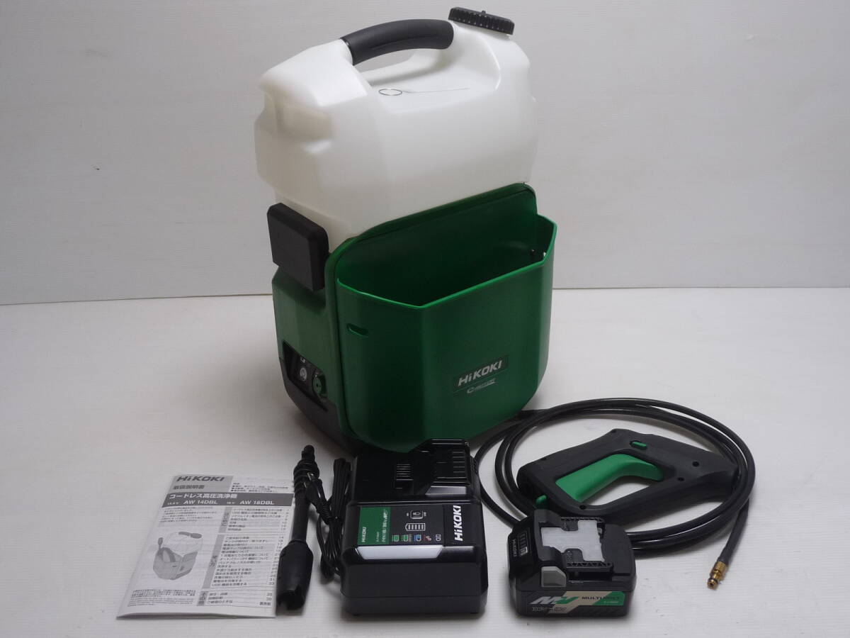 展示品未使用 HiKOKI ハイコーキ 18V コードレス高圧洗浄機 AW18DBL 充電器 バッテリー付き
