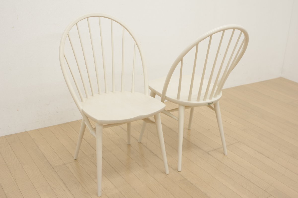 柏木工 KASHIWA ダイニングチェア ２脚セット LEI CHAIR レイチェア アームレス ブナ 無垢材 ウィンザーチェア 食卓椅子 ホワイト B