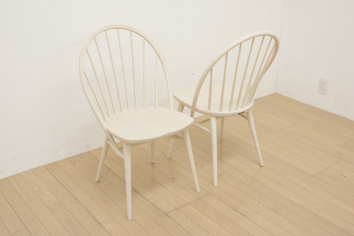 柏木工 KASHIWA ダイニングチェア ２脚セット LEI CHAIR レイチェア アームレス ブナ 無垢材 ウィンザーチェア 食卓椅子 ホワイト C