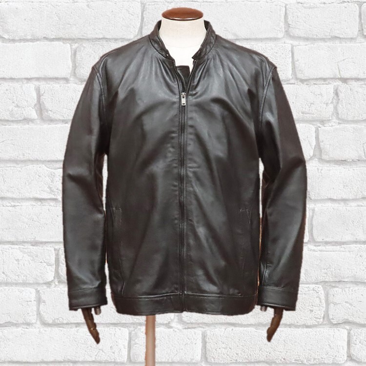 Sartoria Bellini■秋冬レザーブルゾン 大きいサイズ やわらか上質 羊革 ライダース BK 3L■新品