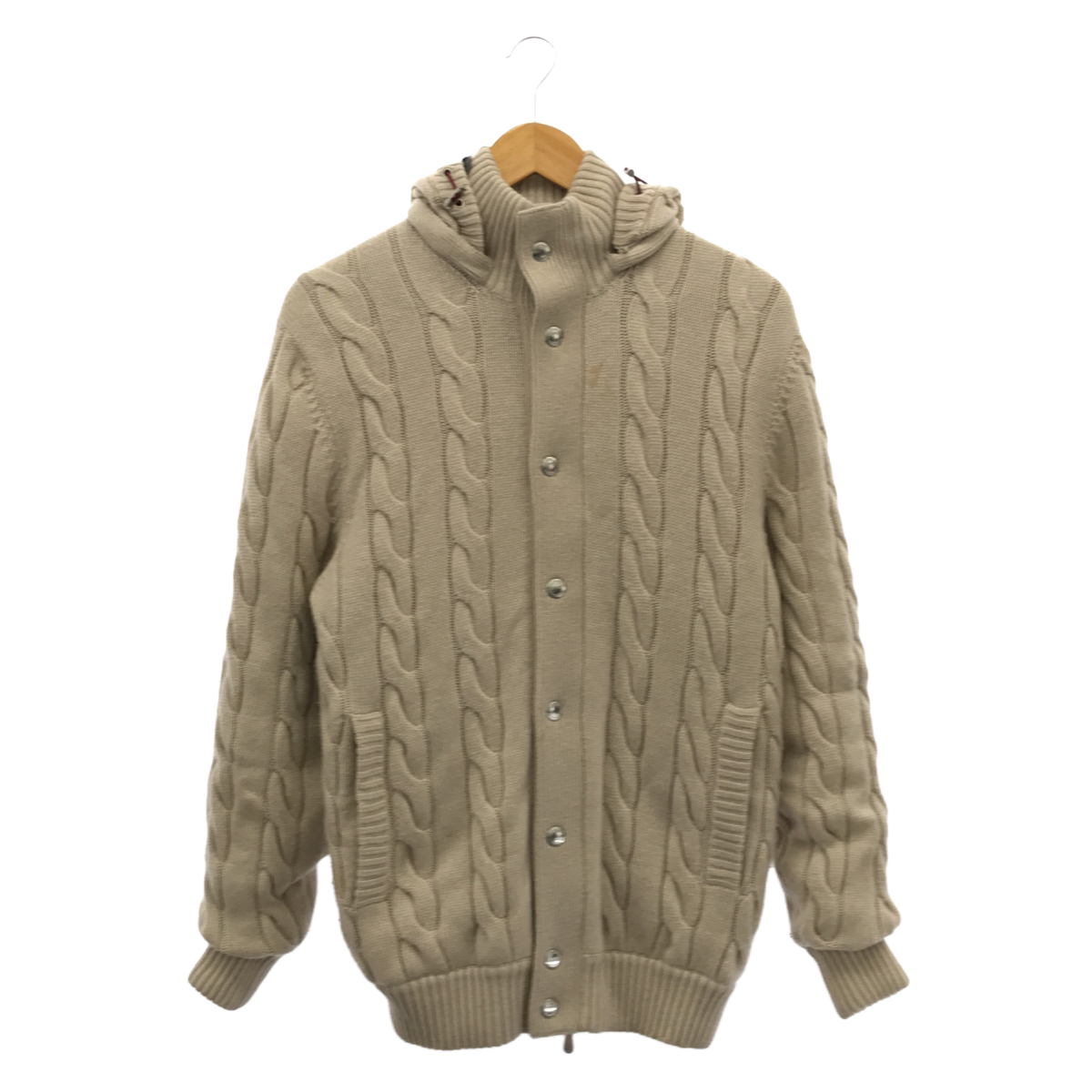 ◎中古品◎ BRUNELLO CUCINELLI ブルネロクチネリ カシミヤニットダウン ケーブルニット 21AW サイズ48 ベージュ kyV8597COH