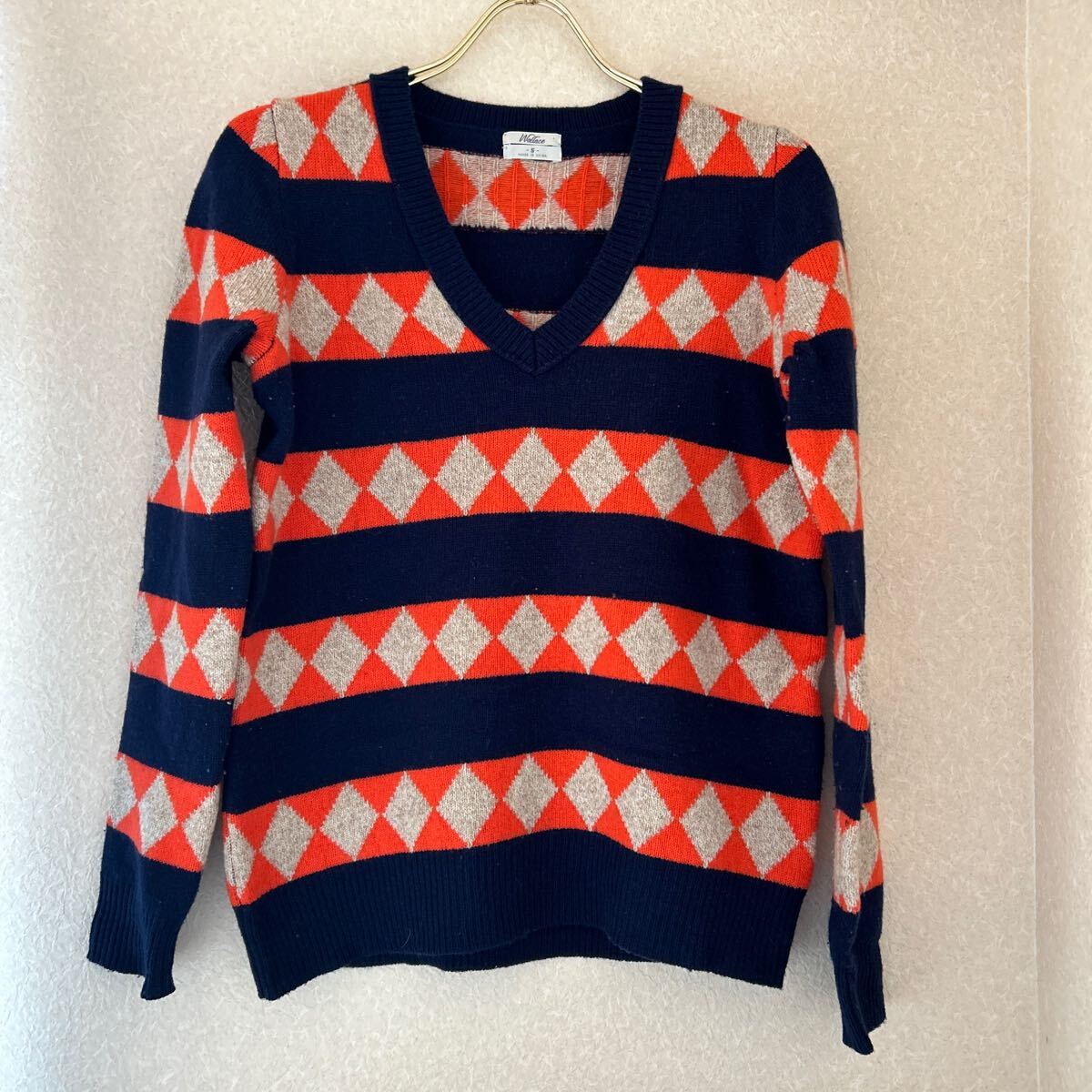 madewell メイドウェル トップス セーター レトロ Wallace Sサイズ ニット Vネック ダイヤ柄 ウール 値下げ