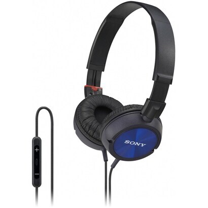 ◆新品の長期保管品 SONY ソニー ステレオヘッドホン MDR-ZX300IP(L) [iPhone/iPod/iPad用/リモコン操作/スイーベル折りたたみ/ブルー] 