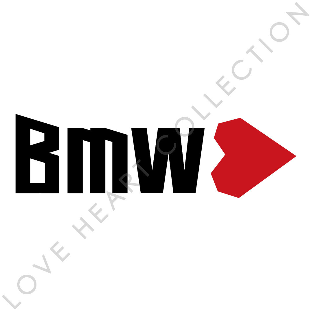 新品・未使用☆BMW　ハートステッカー　ブラック　1枚　LOVE HEART COLLECTION　ビーエムダブリュー　|切り文字|切文字|新品|送料無料