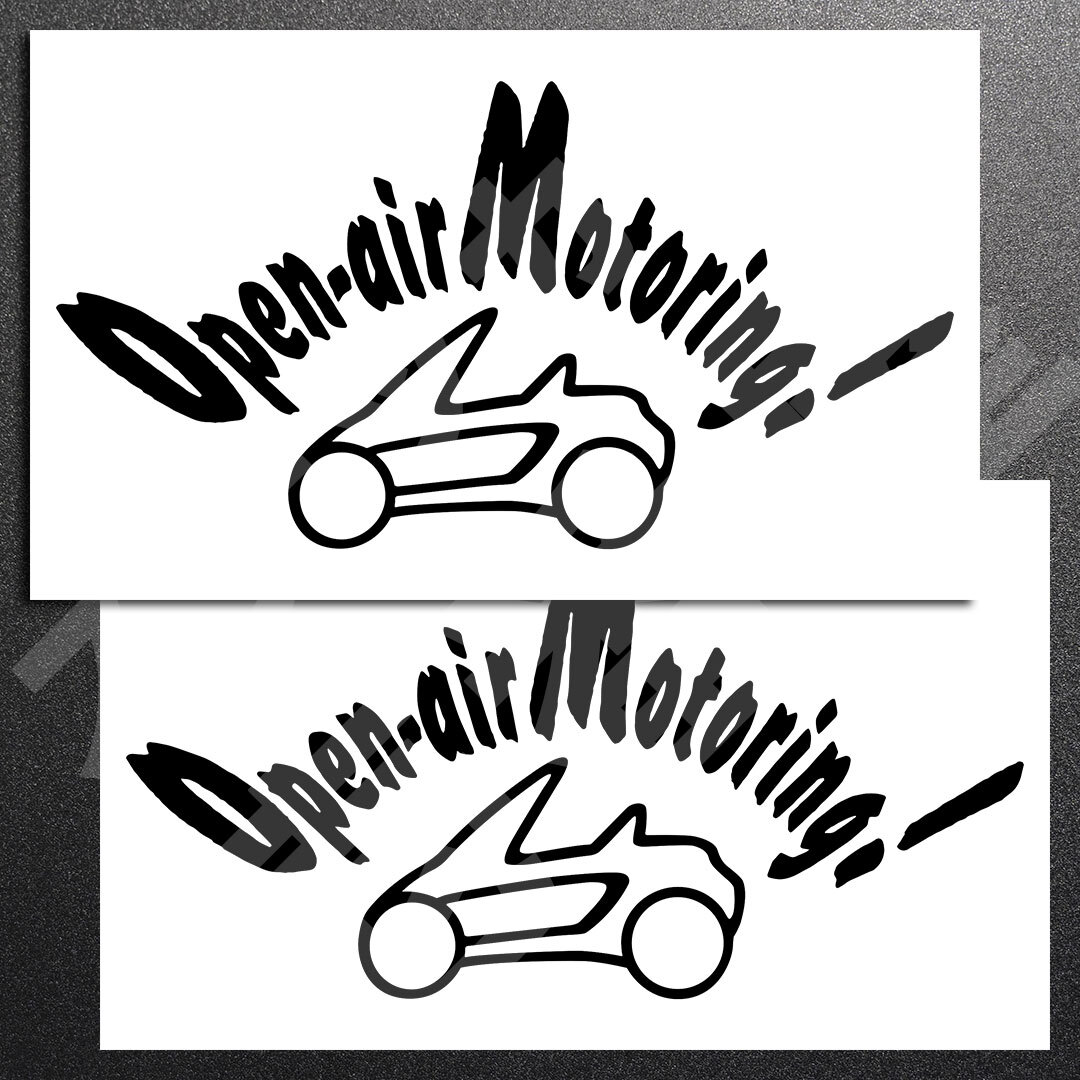 超高品質☆Open-air Motoring!　オープンエアモータリング　カッティングステッカー　ブラック　2枚　縦104mm×横200mm　新品 | 送料無料