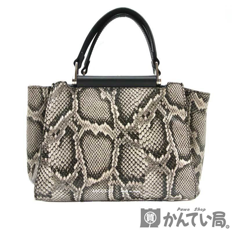 20278 IACUCCI【イアクッチ】SABRINA サブリナ ハンドバッグ トートバッグ レザー パイソン柄 レディース【中古】USED-B