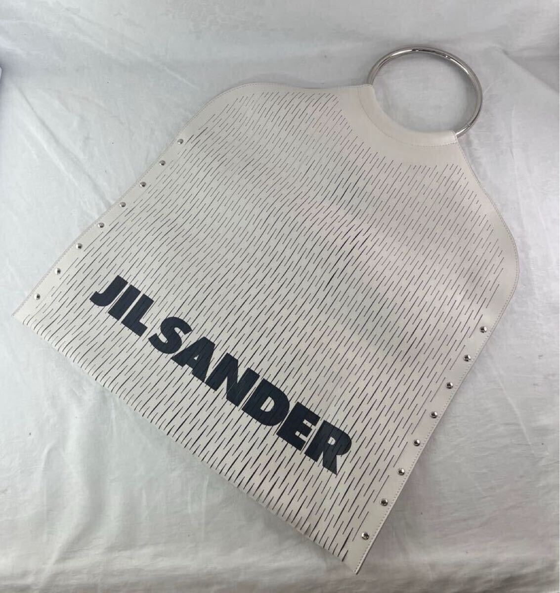 美品【JIL SANDER】スリットメッシュレザーバッグ　ロゴ入りデザイン　レザーバッグ