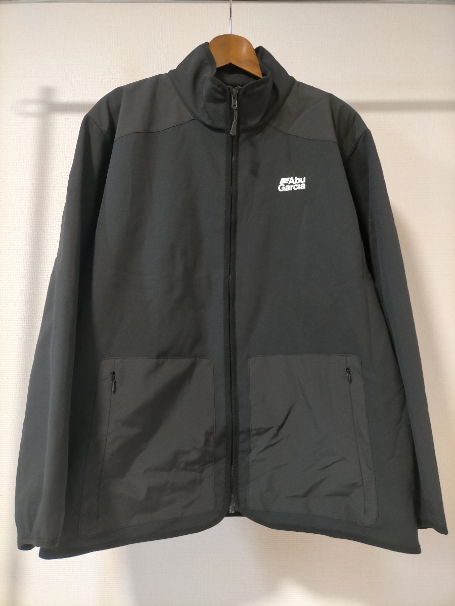 美品 ビッグサイズ Abu Garcia Wind Proof Soft Shell Jacket アブガルシア ウインドプルーフ ソフトシェルジャケット size-XL 黒