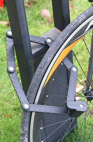 盗難防止 自転車用 ブレードロック コンパクト 折り畳み 鍵 施錠 フレームロック スチール素材 収納可能