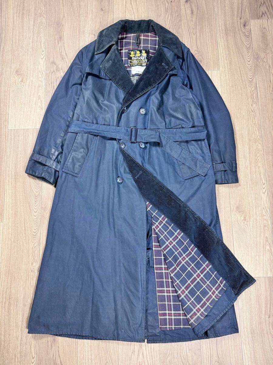 【良品】C38 Vintage Barbour TRENCH COAT ビンテージ バブアー トレンチコート ネイビー