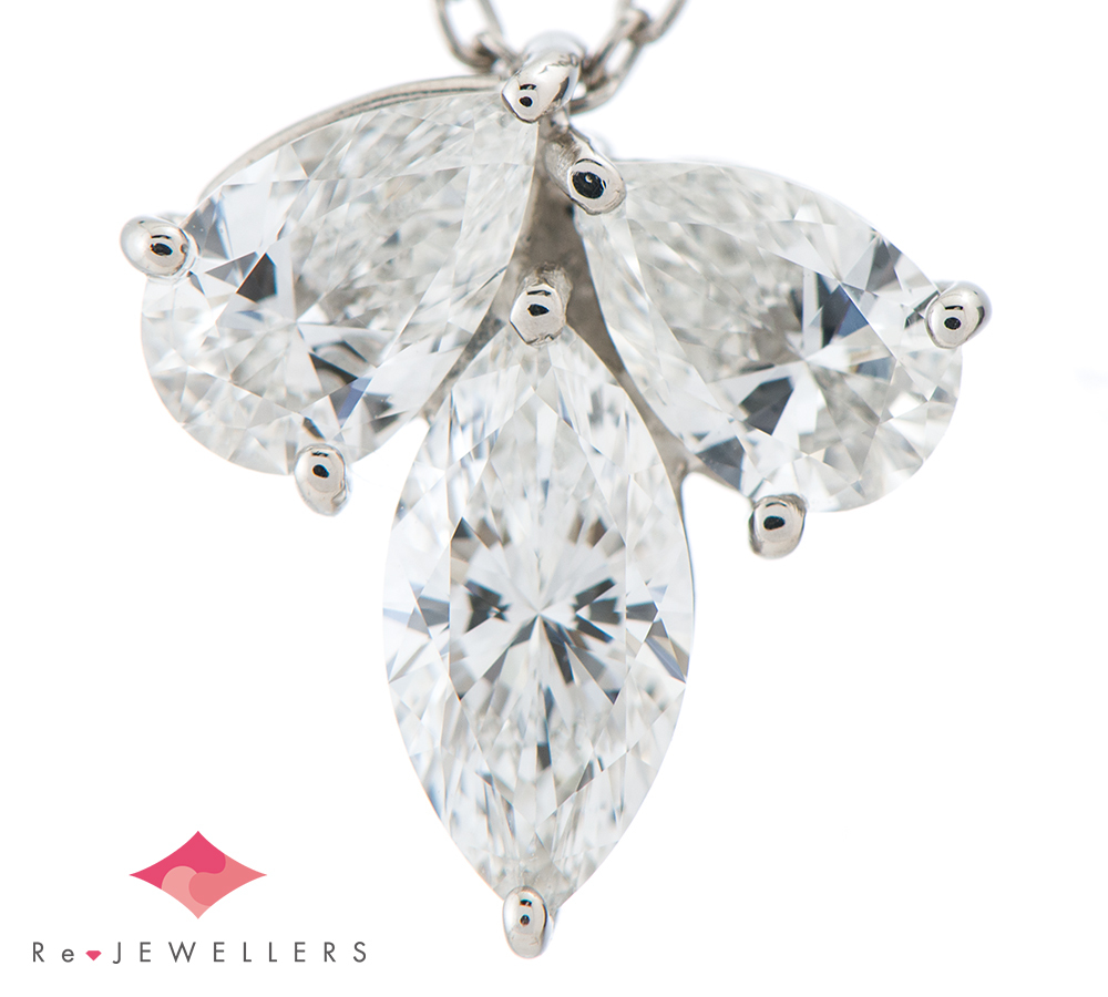 SUWA マーキスシェイプ ダイヤモンド0.50ct ダイヤモンド 0.40ct ダイヤモンド プラチナ950 ペンダント・ネックレス【中古】